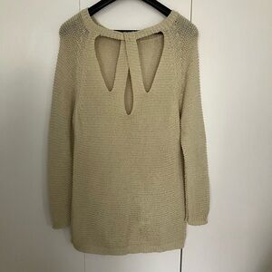 Women's Cream Knit Sweater with cool design in the back